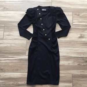 Vintage little black dress with gold buttons